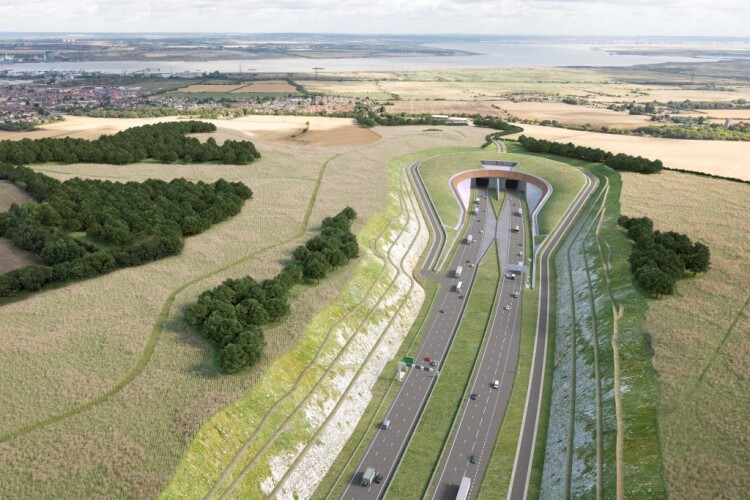 CGI of the Lower Thames Crossing's southern tunnel entrance 