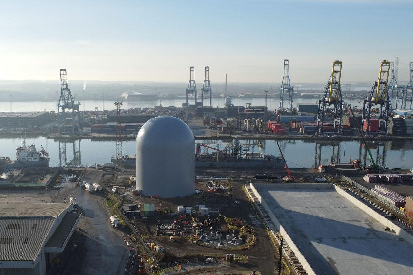 Tilbury cement silo inflated