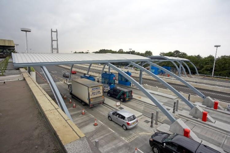 Image shows completed works for the new toll system on the Humber Bridge