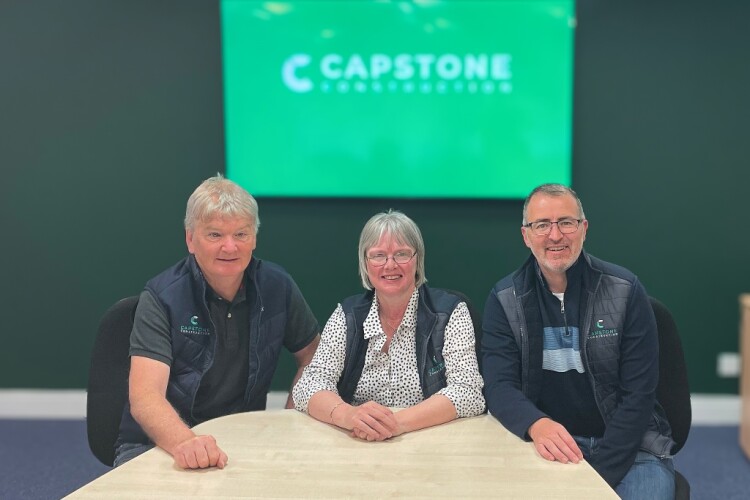 Capstone&rsquo;s construction director Ian McMillan (left), managing director Rhona Donnelly (centre) and commercial director Michael Cameron (right)