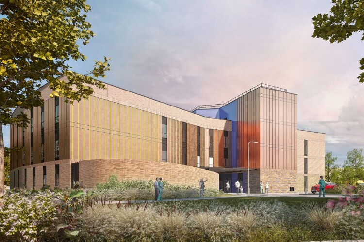 CGI of the new maternity, neonatal, paediatric and gynaecology building at the Countess of Chester [Image courtesy of AHR]