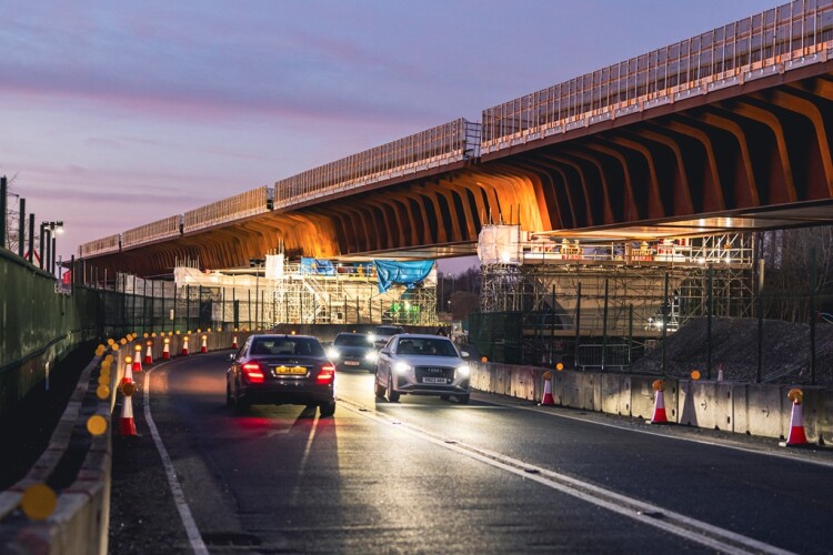 The A413 open to traffic after the Small Dean viaduct deck slide  [Images courtesy SAP Photographie for Eiffage M&eacute;tal]