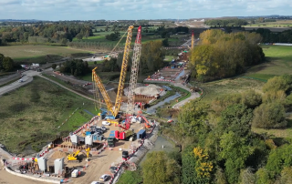 The first pair of piers are installed