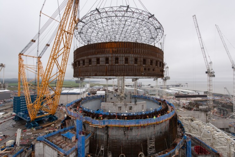 the Sarens SGC-250, aka Big Carl, lifts the third liner ring at Hinkley Point C 