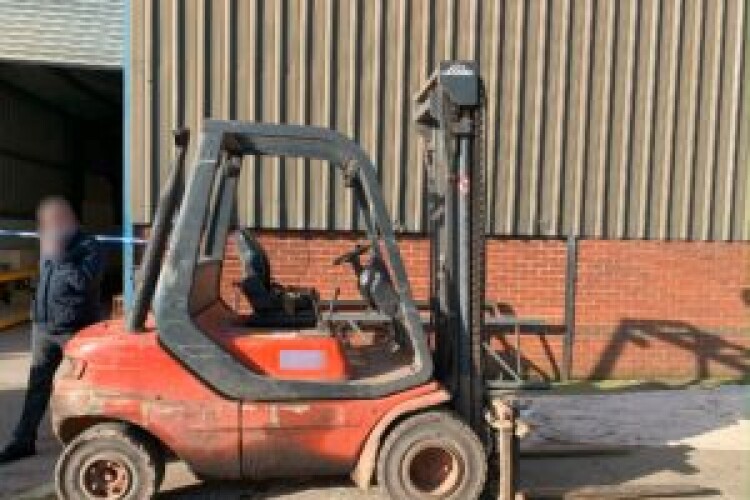 the forklift truck that was used as a makeshift access platform