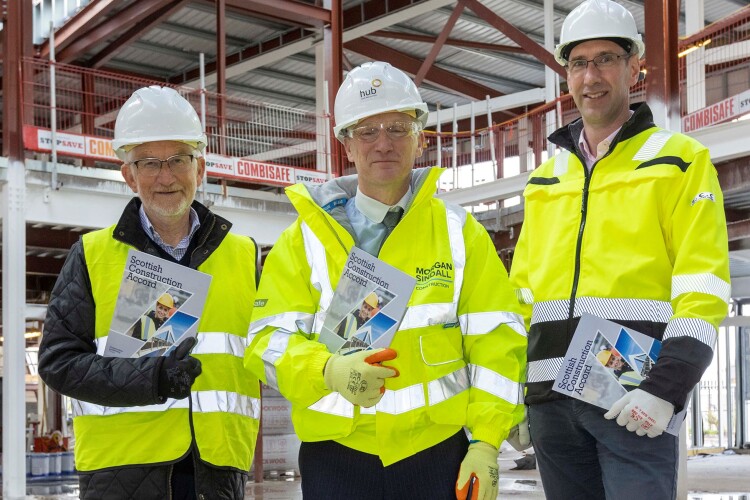 Ron Fraser, Ivan McKee MSP and Peter Reekie have their own copies of the plan
