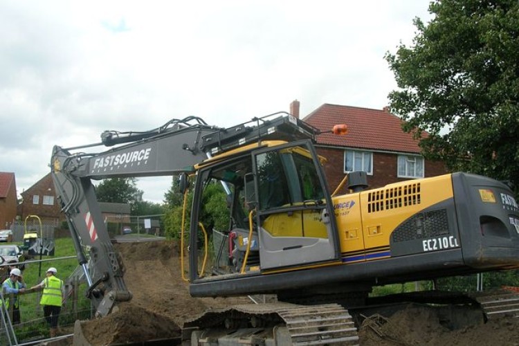 The excavator on site after the incident
