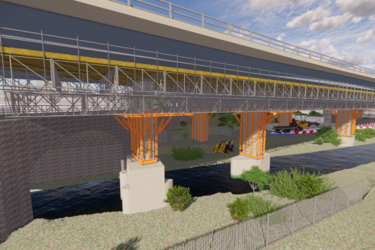 Access platforms spanning from pier to pier will enable the viaduct to stay open during works