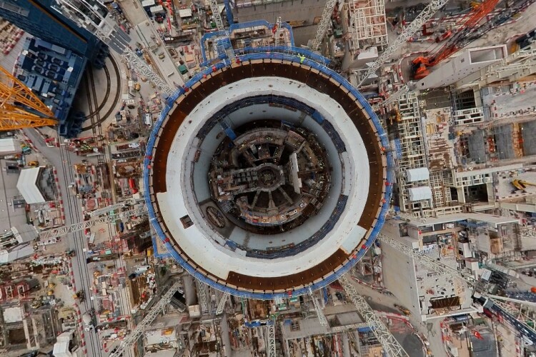 The first reactor building will soon be capped with a giant steel dome