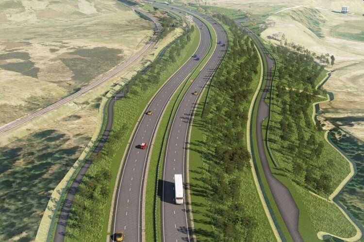 Computer generated image of the A9 between Tomatin and Moy  