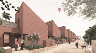 CGI of the one-up/one-down Gap houses in Bell Close, Horfield [Image credit: BDP]