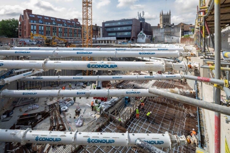 Dawson Wam has installed 250 metres of secant piles to create a three-storey basement car park for an aparthotel being built in Park Street, Cambridge by Gilbert-Ash