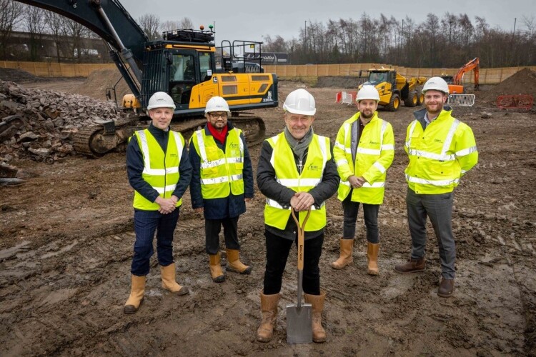 Left to right are Andy Moulton (Caddick), Cllr Abdul Jabbar, Keith Wrate (First Choice Homes Oldham), Joel Owen (First Choice Homes Oldham) and Dan Benson (Caddick)