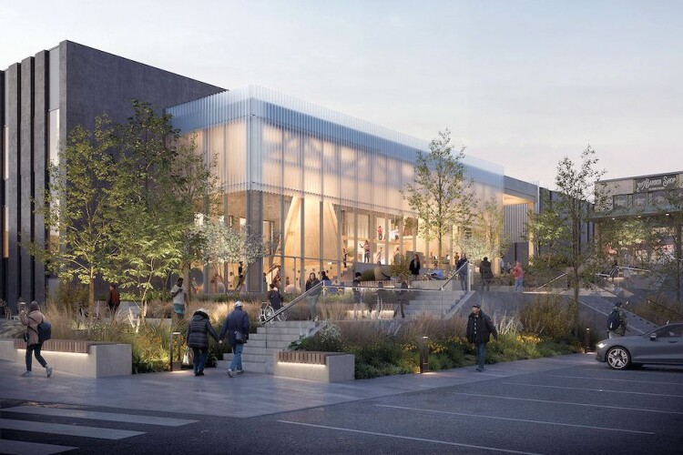 CGI of Outer West Leisure Centre, designed by FaulknerBrowns Architects