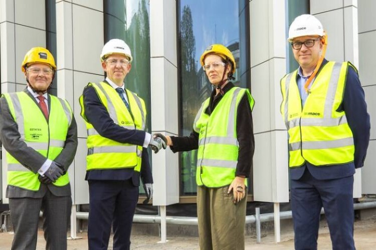  Shaking on the deal are (left to right) Dean of Faculty Alan Thompson, Mace Construct managing director Robert Lemming, UCL estates director Hannah Milner and Mace head of operations Paul Thomas 