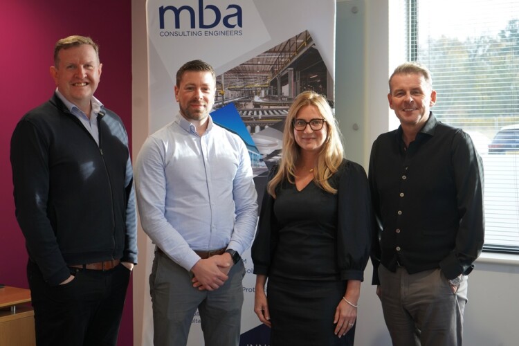 MBA managing director Nick Crewe (right) with the Contollo management team of (left to right) Oliver Dennis, Gary Gardner and Ruth Percival