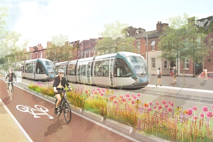 artist's impression on a modern West Yorkshire tram