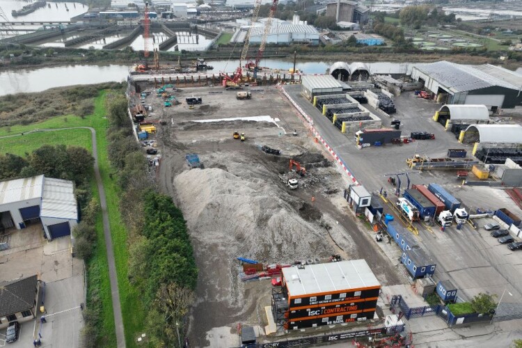 Aerial shot of the Cory site at River Road, Barking 