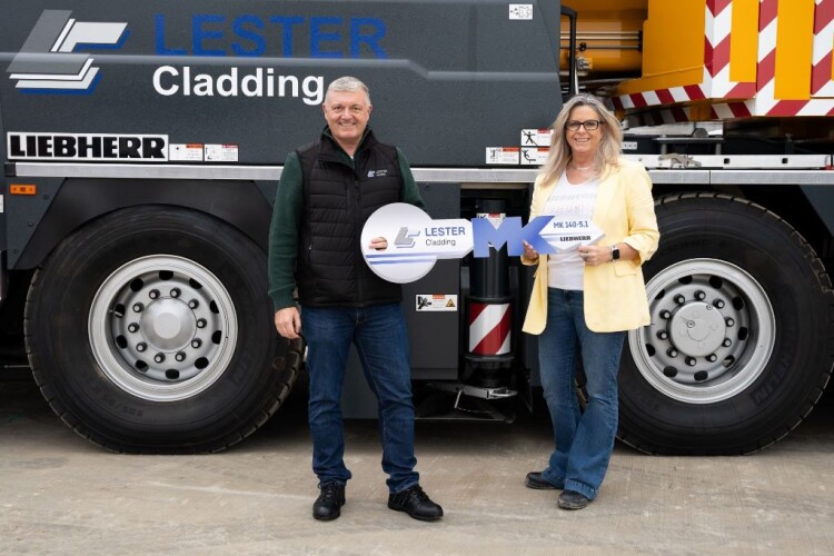 Steve Lester of Lester Cladding (left) and Shola Russel of Liebherr Great Britain.