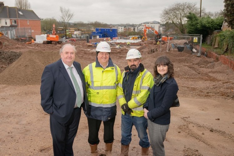  Left to right are Deeley director Pat Moroney, contracts manager Andy Bodily, site manager Richard Pepper and Hazel Pennington from Waterloo Housing Group
