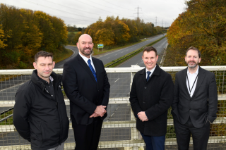 Meeting at the Jock’s Lodge junction site, with the A1079 behind, are (from left) council engineer and project manager Andrew Humphrey, Councillor Gary McMaster, Graham contracts director Alastair Lewis and the council’s civil engineering service manager 