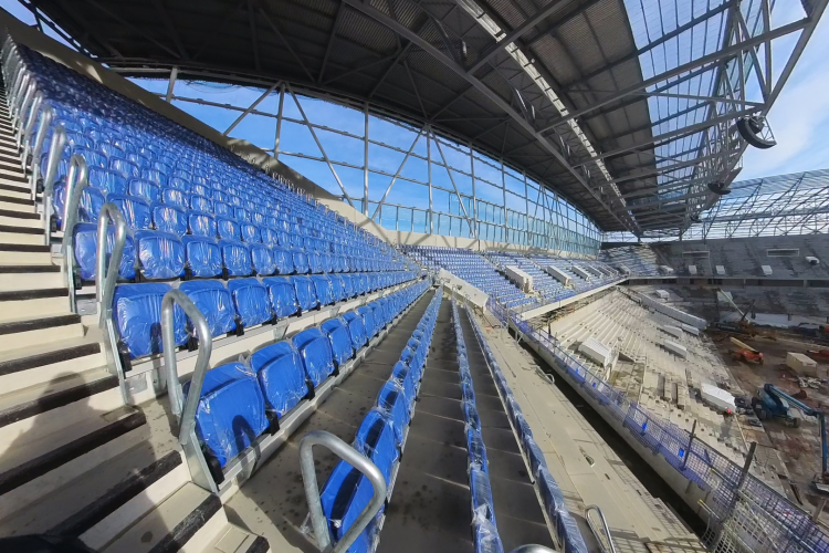 Terracing is complete in the south stand and the seating is now going in