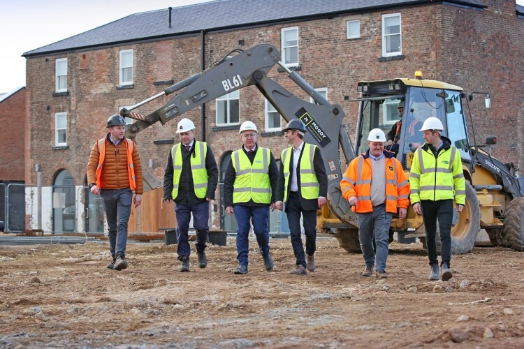Pictured at the Treadmills construction site are, from left, Jonathan Stubbs of Wykeland Group, Tom Barker of Moody Construction, Hambleton District Council leader Mark Robson and Moody Construction executives Scott Wardman, James Moody and Colin Hall