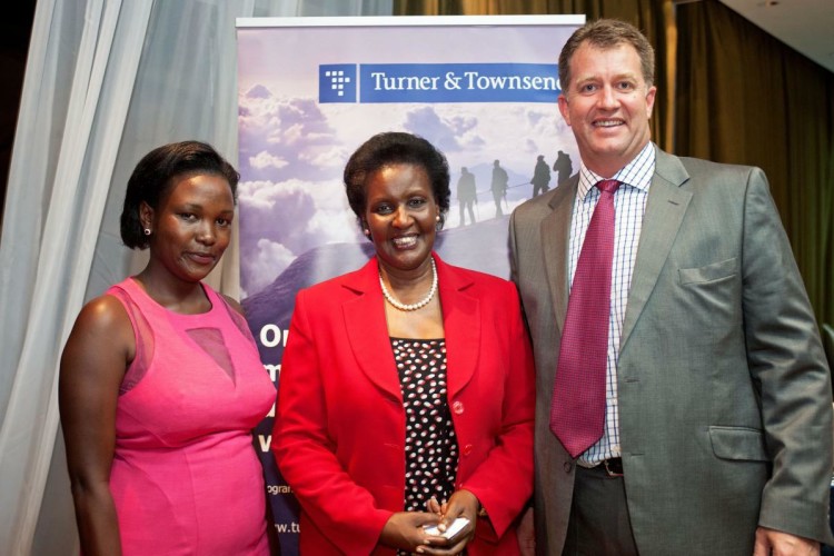 Trade minister Amelia Kyambadde with T&T&rsquo;s Ian Donaldson and Elizabeth Natukunda