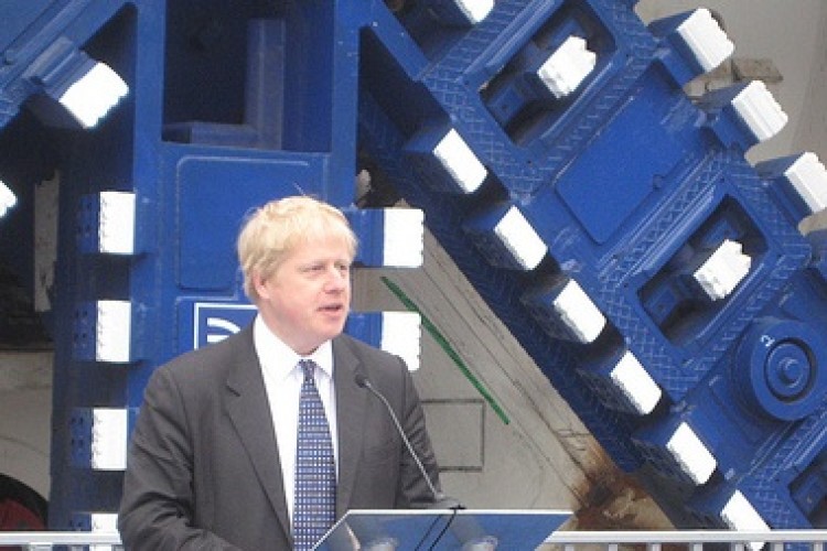 Mayor Boris Johnson and a Crossrail TBM