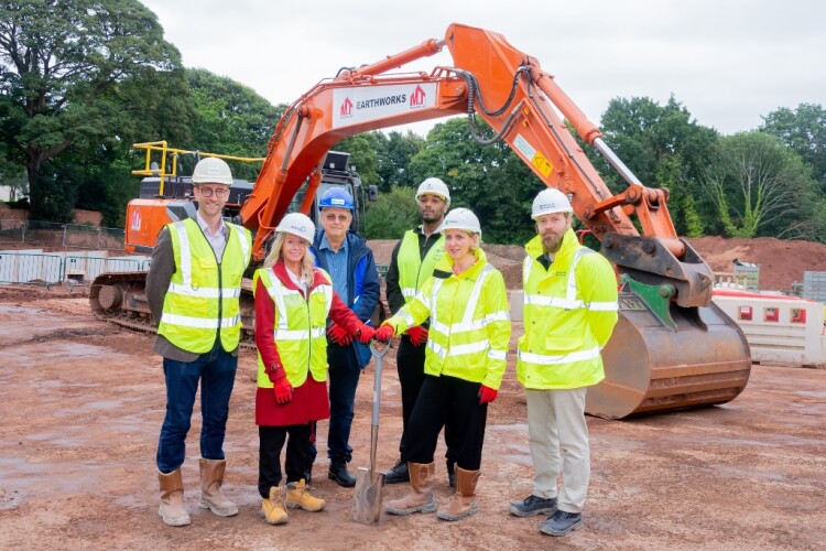 Left to right are Dan Macpherson (TSA Riley), Leanne Taylor (Anchor), Cllr David Pears, Leon Hackett (Homes England), Eleanor Deeley (Deeley) and Barry Foster (Drees & Sommer).