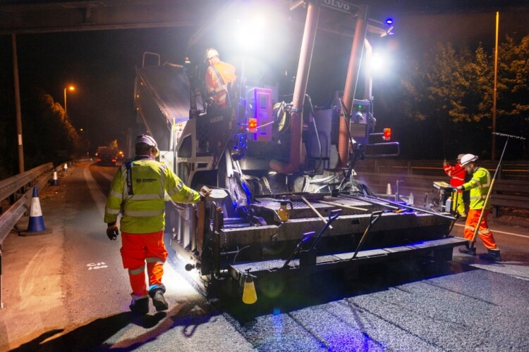 Eurovia and sister company Jean Lefebvre resurfacing the A12 with Gipave-enhanced asphalt