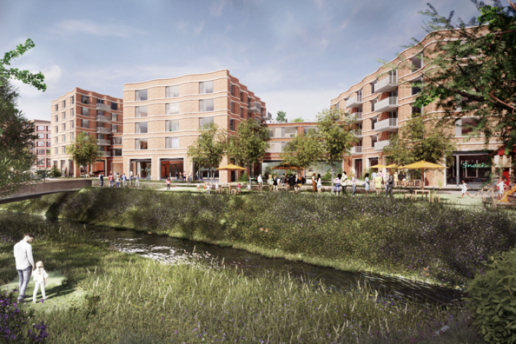 CGI of the vision for Four Waterside in Northampton