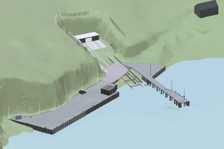 The proposed works at Fair Isle harbour will include a wider slipway and enlarged boat noust [Credit: Mott Macdonald]