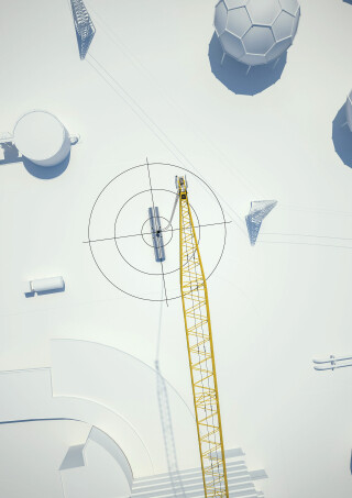 The Vertical Line Finder uses a gyroscope on the rope to ensure that the sheave is positioned precisely over the load