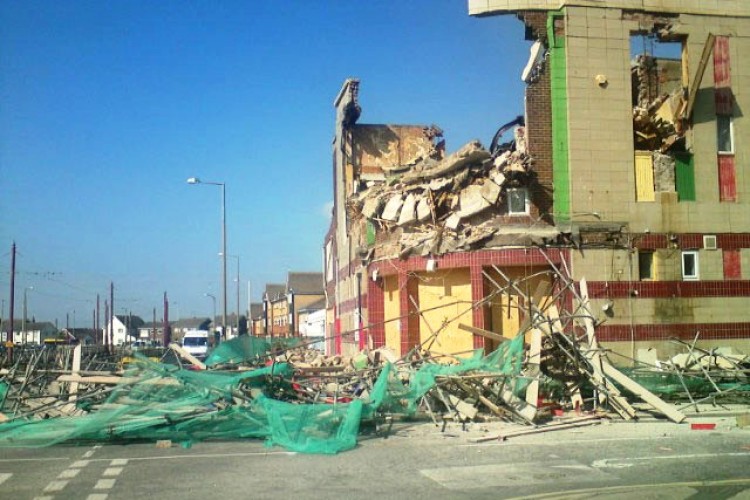 The collapsed cinema in Thornton Cleveleys