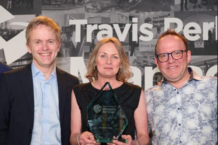 David Baddeley and Vicky Paxford, Cottsway Housing Association, with Jos Bailey, Travis Perkins Managed Services.