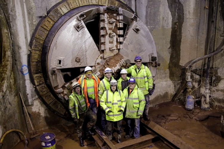 The Preston tunnelling team with TBM Caroline
