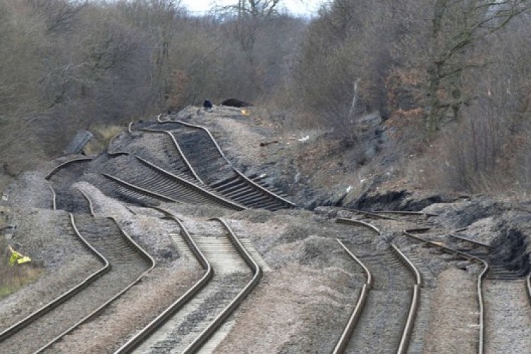 Damaged railway line