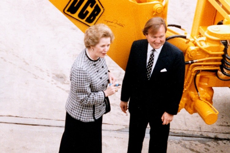 A 1987 photo of the then PM Margaret Thatcher with Sir Anthony Bamford 