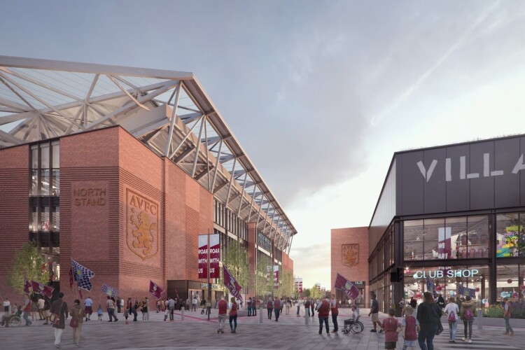 Villa Way view of new North Stand and Villa Live