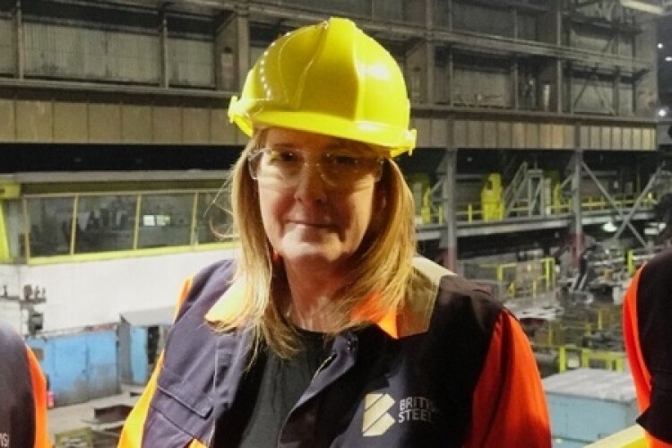 Sarah Jones on a visit to British Steel in Scunthorpe earlier this year as shadow industry minister