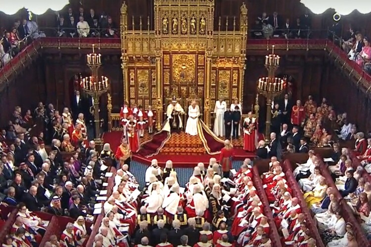 As per tradition, both houses of parliament crammed into the Lords' chamber to hear from the king 