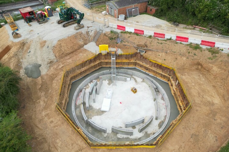 The new storm tank under construction at Westbere wastewater treatment works