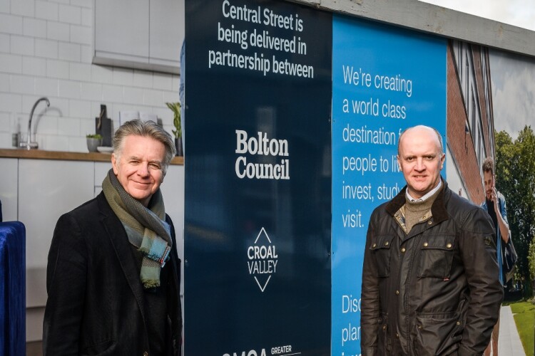 Bolton Council leader Martyn Cox (left) and Placefirst development director Darran Lawless