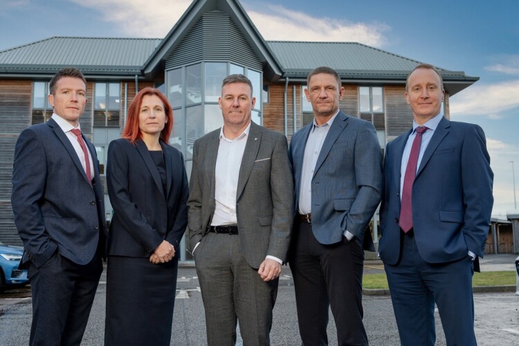 Bancon Group&rsquo;s operating board, from left to right, Deeside Timberframe managing director David Crawford, HR director Senga Buntrock, CEO  Kevin McColgan, operations director Jamie Tosh and finance director Andrew Tweedie