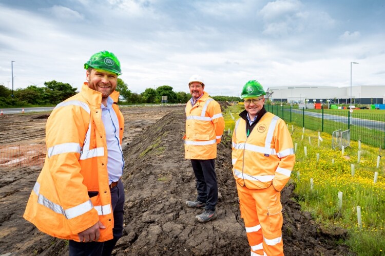 from left are Esh&rsquo;s construction manager Alan Croft, divisional director Steven Garrigan and contract manager Stuart Rand
