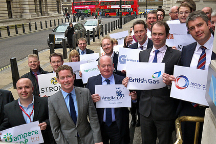 Green Deal pioneers posing last month with energy minister Greg Barker