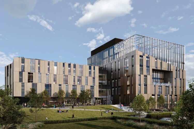 CGI of the Daphne Steel Building at the University of Huddersfield