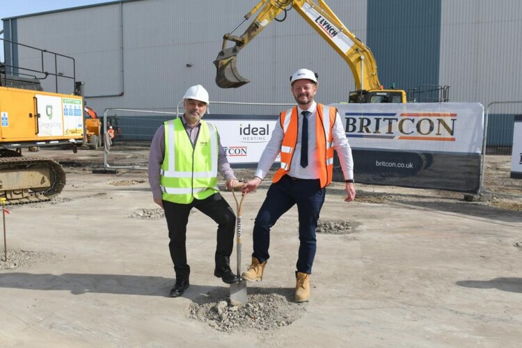 Ideal Heating chief operations officer Jason Speedy (left) with Britcon managing director Nick Shepherd at the site in Hull